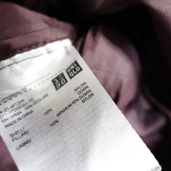 Uniqlo Womens Jacket Medium Red Burgundy Zip Down Filled Puffer - Picture 3 of 10